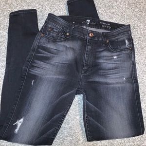 7 for all Mankind Black High Waist Skinny Sz 28